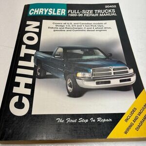 Vintage 1989-1996 Chilton's Chrysler Full Size Trucks Repair Manual 20402